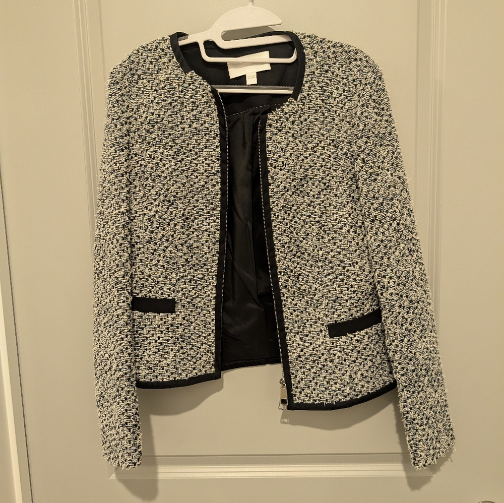 Hugo Boss Kalaila Tweed Zip-Front Jacket